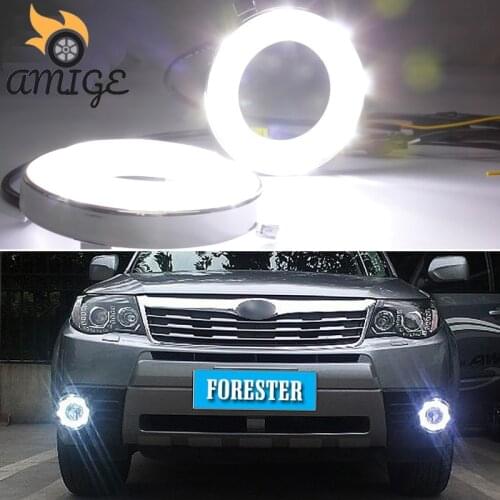 DNO Car LED Daytime Running Lights For Subaru Forester 2009 2010 2011 2012 Blue Turn Signal 12V Auto DRL Daylights Foglamp