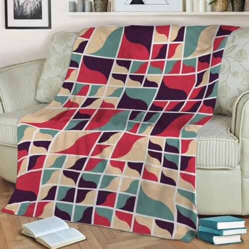 Abstract Geometric Pattern 3D Printed Velvet Plush Throw Fleece Blanket Bedspread Sherpa Blanket Home Decora