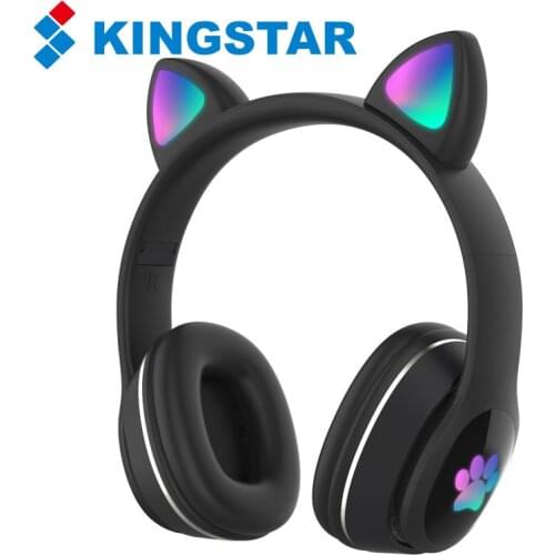 KINGSTAR Wireless Bluetooth Earphone L400 Cat Ear Flash Light Cute Headphone With Mic Microphone Stereo Music For Girl Phone