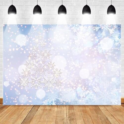 Bokeh Winter Photography Backdrops Snow Snowflake Sunshine Christmas Background Children Birthday Backdrop for Photo Studio