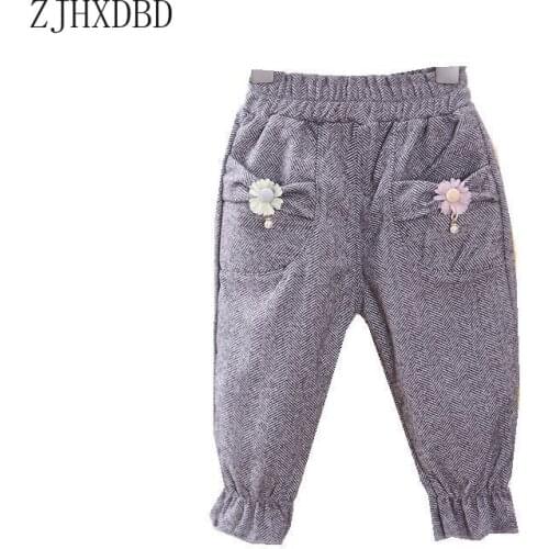 Enfant Boys Girls Pants 1- 6 Y 2020 Autumn Solid Plaid Floral Flower Casual Flare Pant Kids Children Clothes Trousers for Girls