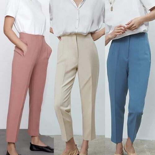 Pants Za 2021 spring new casual chic women pantss fashion high-waist pantss commuter office street women pants