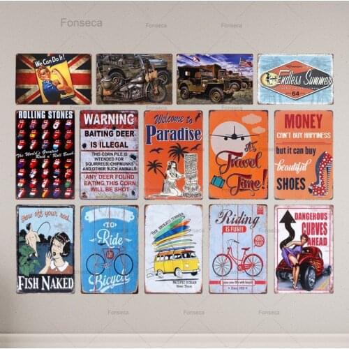 Travel Tool Riding Is Fun Vintage Fishing Metal Tin Signs Cafe Home Decor Wall Metal Plates Bar Craft Plaque
