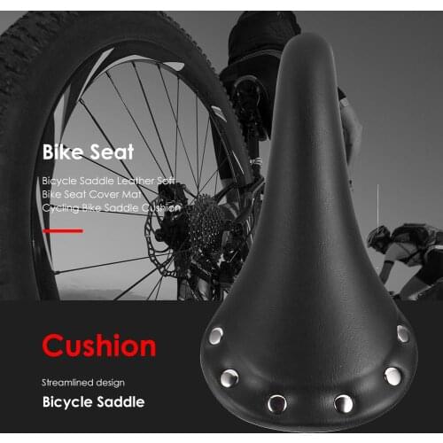 Ergonomic Streamlined MTB Road Bicycle Leather Soft Saddle Seat over Mat GEL Filled Cushion Bicycle Equipment Accessories