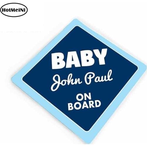 HotMeiNi 13cm x 12cm Car Stickers Personalizable Baby on Board Car Bumper Sticker in Blue Pink Accents Graphic