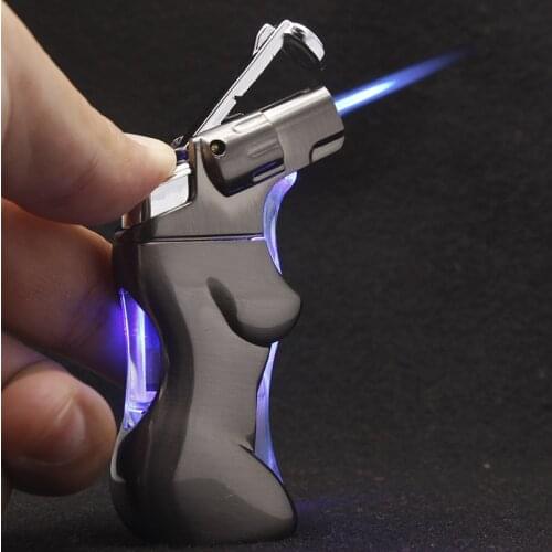 Mini Interesting Gas Turbo Torch Lighter Unusual Creative Windproof Flame Lighter Man Gadgets Cigarette Cigar Pipe Accessories