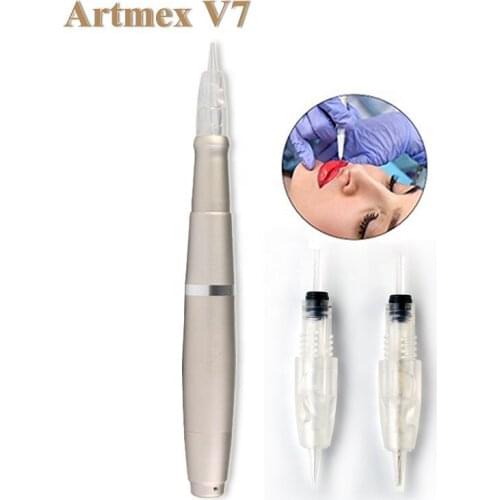 Artmex V7 permanent makeup tattoo machine pigment tattoo browlip PMU needle cartridges for V7, 1/3/5/7/9/12/24/36/42 Pins /Nano