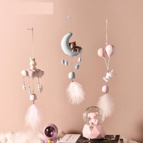 Wind Chimes Moon And Star Feather Baloon kids room decor hobby gift hanging chimes