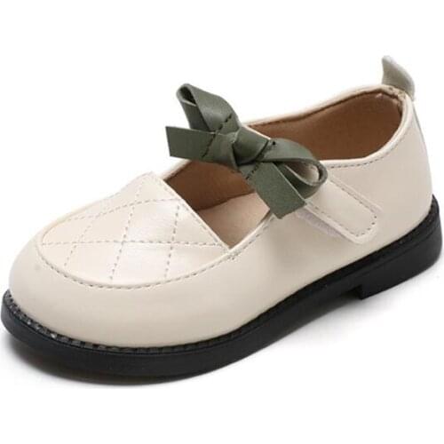 Boys Girls Leather Shoes 2021 New Small Bowknot Childrens Bow Princess Shoes British Style Flats