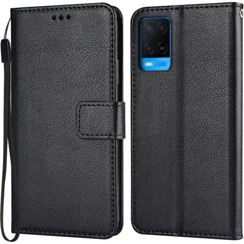 Flip Wallet Magnetic Leather Case for OPPO A54 4G CPH2239 Coque Plain Funda Luxury Phone Bags Cover