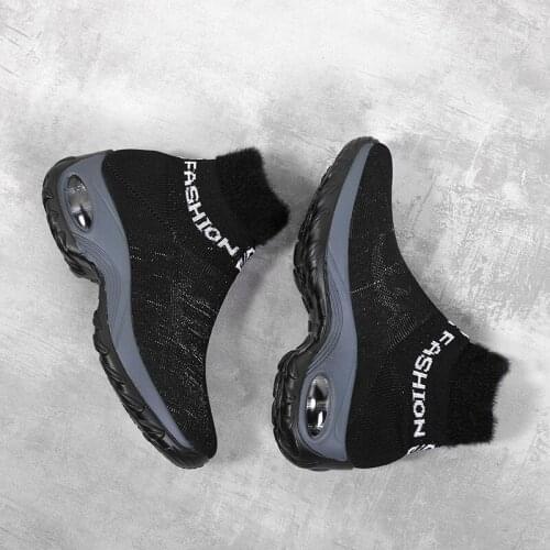 Winter Fashion Women Running Shoes Ladies Air Cushion Sports Shoes Comfortable Platform Sneakers Lace-up Plush Warm Casual Shoes