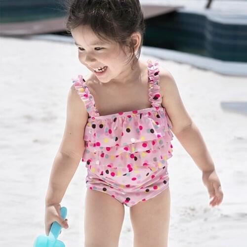 Julysand GIrls Swimwear Cute Coloful Dot Printed Skin Care UPF 50+ Childrens BathingSuit Kids One Piece Swimsuit