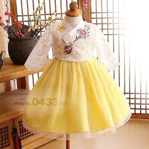 Top Sale Copaly Girls Dress Newly Hanbok Korean Dress Outfit Orient Ethnic Stage Dance Costume Princess Flower Girl Dress