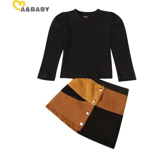 Ma&Baby 1-8Y Autumn Spring Toddler Child Kid Girls Clothes Set Knitted Long Sleeve Sweaters Patchwork Skirts Outfits
