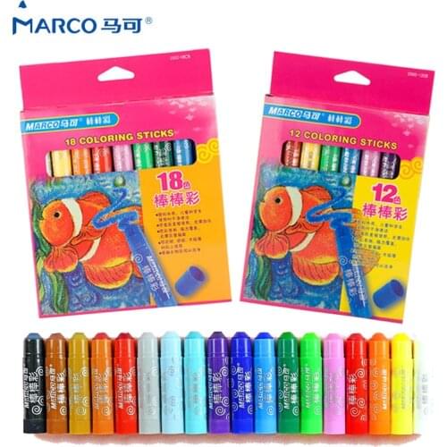 Marco 18/12 Colors Drawing Sketch Graffiti Stick Oil Painting Pen Artist Set Non-Toxic Washable Crayons Rotation Stationery