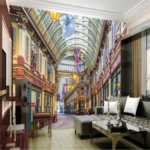 Milofi custom wallpaper mural European mall commercial street background wall background painting