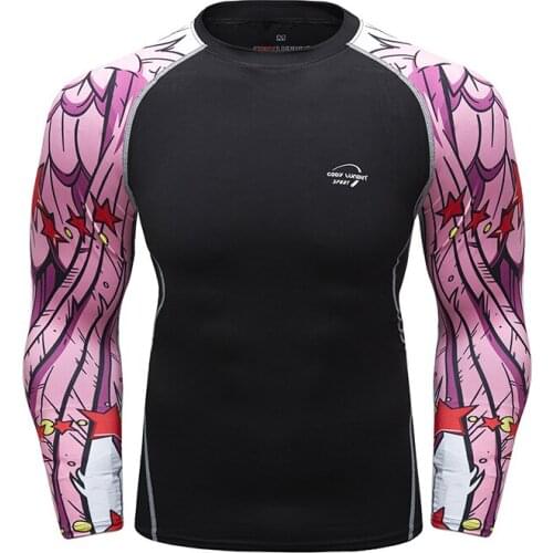 Fashion Digital Print Men Running & Fitness Shirt Long Sleeve Outdoor Sport Shirt