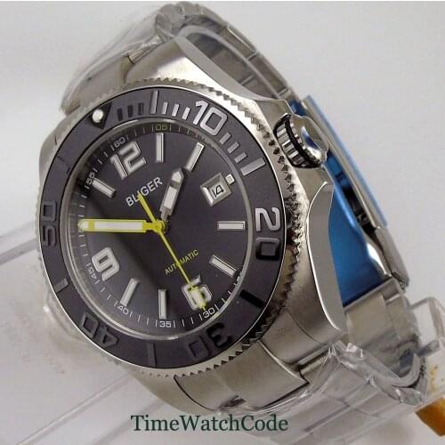 43mm Miyota8215 Movement Automatic Mens Watch Black Dial Sapphire Glass Date Ceramic Bezel Insert Luminous Oyster Bracelet