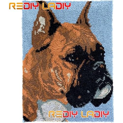 Latch Hook Rug Kits Bulldog Face Plush Wall Hangings DIY Carpet Rug Chunky Yarn Arts Cushion Crocheted Floor Mat Hobby & Crafts