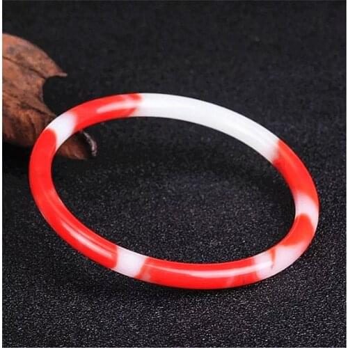 Genuine Natural Red White Jade Bracelet Bangle Chinese Jadeite Carved Fashion Charm Jewelry Accessories Amulet Women Men Gifts