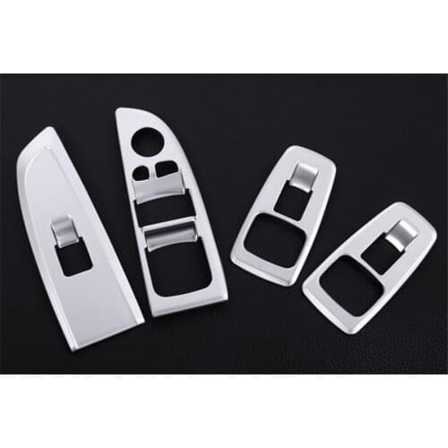 Newest 4Pcs/set ABS Door Armrest Window Lift Adjust Button Switch Cover Frame Trim Stickers For BMW 7 Series 16-17 Car Styling