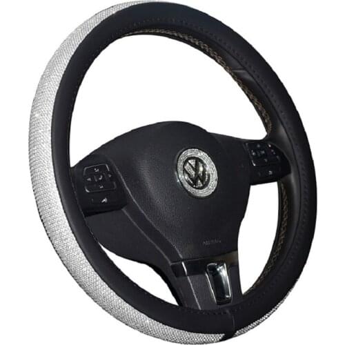 New Diamond Steering Wheel Cover with Bling Bling Crystal Rhinestones, Universal Fit 15 Inch Car Wheel Protector