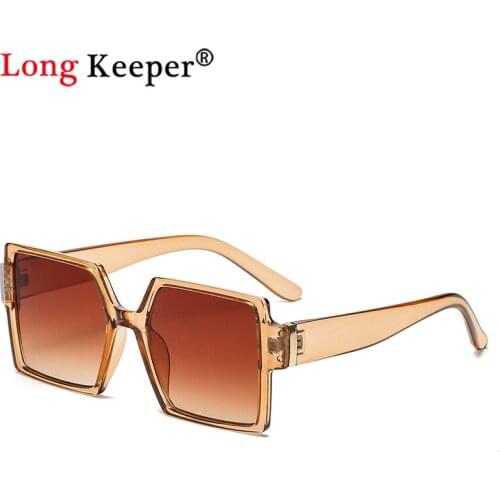 Trendy Rectangle Sunglasses Women Black Brown Lens Street Shot Eyewear Thick Frame Fashion Female Cool Sun Glasses Oculos de sol