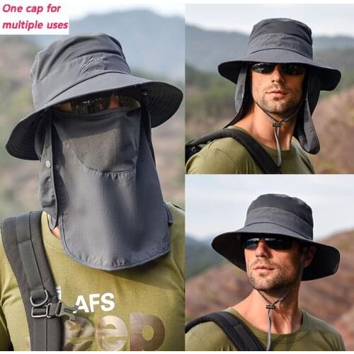 Outdoor Men Fishing Cap Summer Sun Protection Anti-Uv Hat Outdoor Quick-Drying Sunscreen Hat Fishing Breathable Hat Female