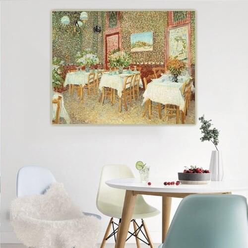 Van Gogh《Interior of a Restaurant》Canvas Oil Painting Artwork Aesthetic Picture Wall Hanging Decor Home Living Room Decoration