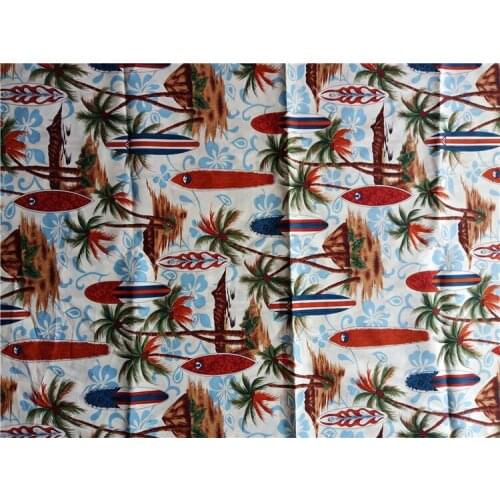 Sailboat coconut tree pattern vintage fabric Retro style cotton fabric for DIY Bag shirt dress cloth 1meter