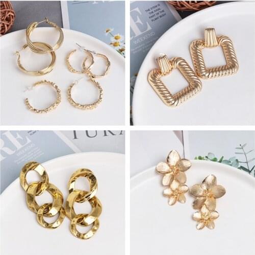 Juran 28 Designs Gold Color Dangle Drop Earrings Fashion Za Metal Earrings for Women Steam Punk Design Statement Brincos Jewelry