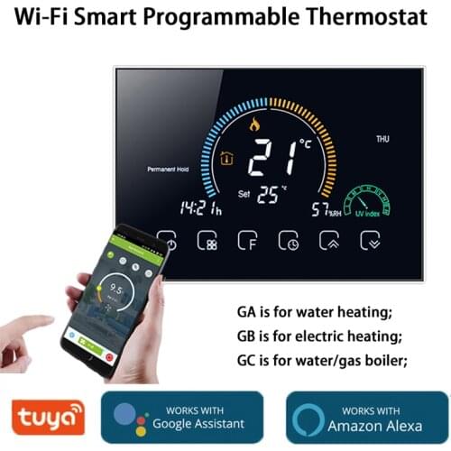 WiFi Thermostat Programmable Temperature Controller Underfloor Water/Gas Boiler Weather Station Tuya Smart Alexa Voice Control