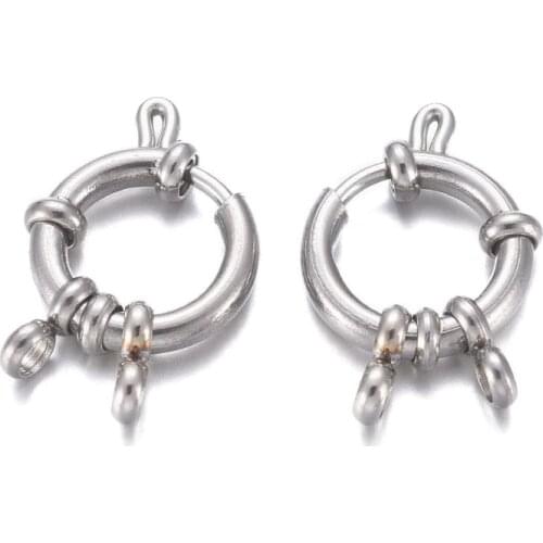 Pandahall 10pcs Stainless Steel Spring Ring Clasps Hooks Connector for Jewelry Making DIY Bracelet Necklace 23x14x4mm