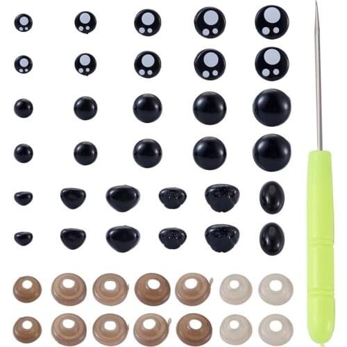 Pandahall 1 Set Black Plastic Doll Eyes Noses Plush Safety Eyes For Bear Dolls Animal Kids Toys DIY Crafts Funny Accessories