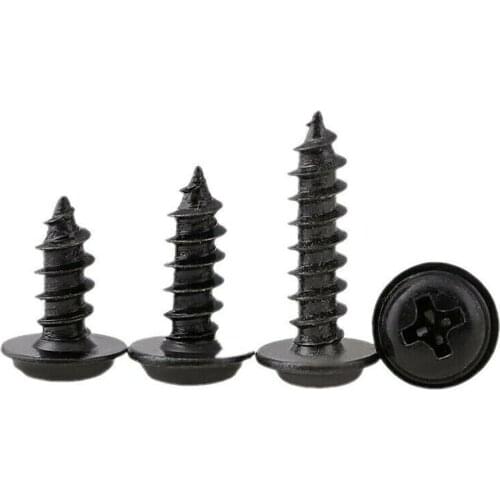 200pcs M1.2-M4 Black cross round head with pads tapping screws electronic small screws