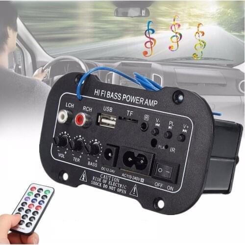 220V Car radio Bluetooth 2.1 Hi-Fi Bass Power AMP Mini Car Car Amplifier Radio Audio Digital Amplifier USB TF Remote Control
