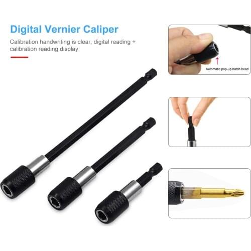 3Pcs Chrome Vanadium Steel Hex Shank Quick Release Screwdriver Bit Holder Extension Bar Drill Socket Adapter