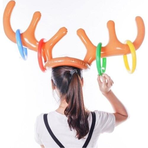 50pcs Christmas Toy Children Kids Inflatable Santa Funny Reindeer Antler Hat Ring Toss Christmas Holiday Party Game lin4152