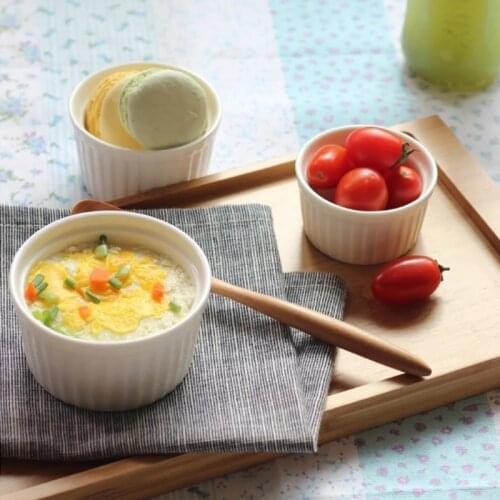 6Pcs White Porcelain Souffle Ramekins Desserts Custard Cups Baking Tools 4oz New Dropship