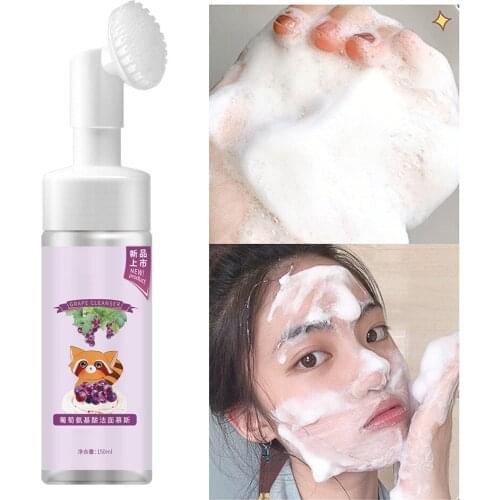 Grape Amino Acid Cleansing Mousse Acne Treatment Face Wash Skin Care Cleaner Shrink Pore Oil Control Remove Blackhead 150ml