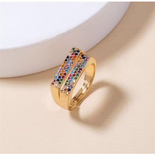 Atmospheric Punk Style Hip Hop Rings 2021 New Fashion Color Zircon Open Ring for Woman Men Engagement Wedding Jewelry Gift