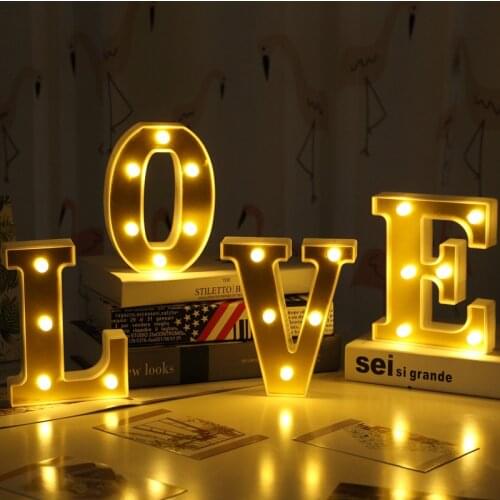 Letters LED Luminous 26 English Alphabet Lamp Marry Happy Birthday Christmas Party Wedding Valentines decoration Night Lights
