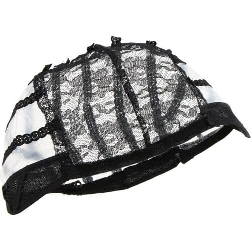 Black Lace Front Caps For Making Wigs Adjustable Straps Weaving Hair Net