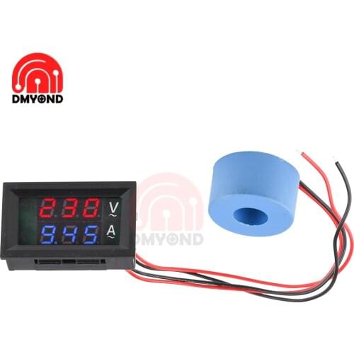 Digital LCD Voltmeter Ammeter AC 50-500V 10/50/100A 220V Voltage Current Meter Tester Detector Current Transformer