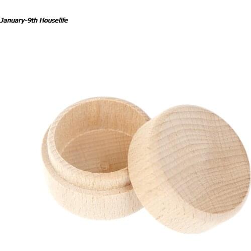 Wooden Round Storage Boxes Ring Box Vintage Decorative Natural Craft Jewelry Box Case Wedding Accessories