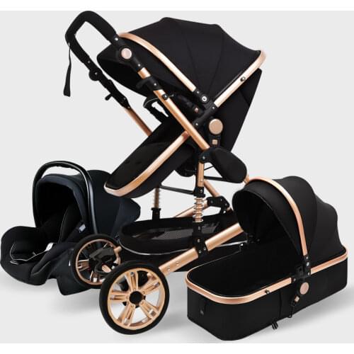High Landscape Baby Stroller 3 in 1 With Car Seat Pink Stroller Luxury Travel Pram Car seat and Stroller Baby Carrier Pushchair