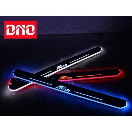 DNO Trim Pedal LED Car Light Door Sill Scuff Plate Pathway Dynamic Streamer Welcome Lamp For Ford Fiesta 2009 - 2018 2019