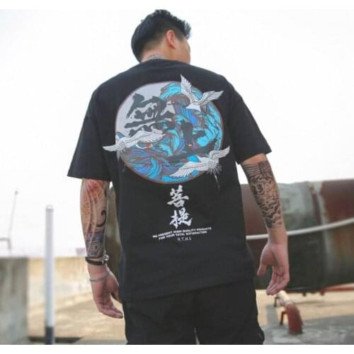 Cotton Black Hip Hop T-shirts Chinese Harajuku Fashion Streetwear Tshirt Funny Summer Cool T-Shirt For Women Punk O-neck T shirt