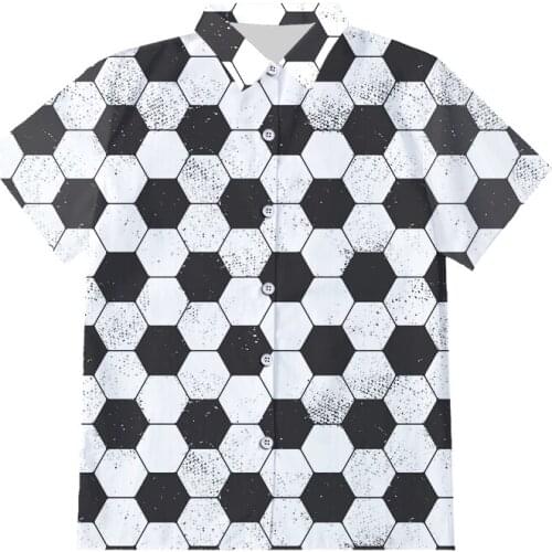IFPD EU Size Men 3D Printed Button Shirts Casual Aniaml Football Shirt Short Sleeves Black White Hexagon Funny Plus Size Tops