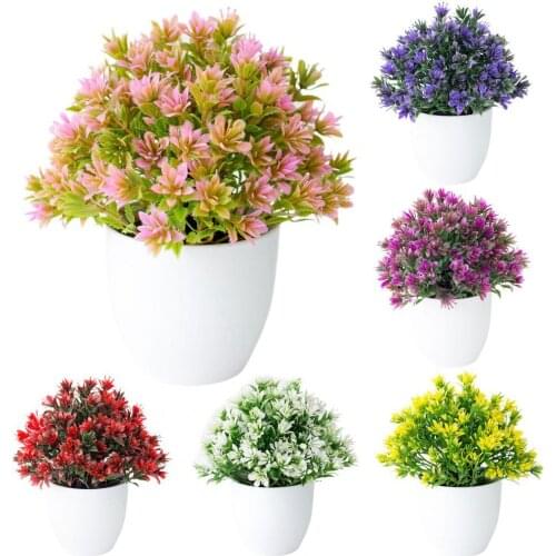 Artificial Flower Bonsai Realistic Simulated Plastic Artificial Potted Flower for Home Decor